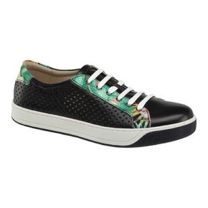Black tropical cutout Emerson leather sneakers